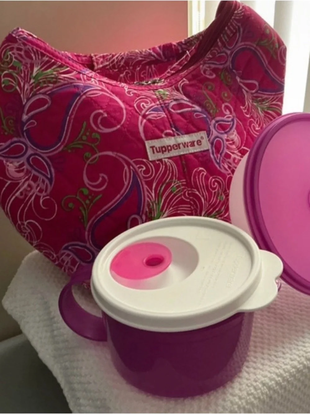 vintage Tupperware Pink Lunch Tote Set